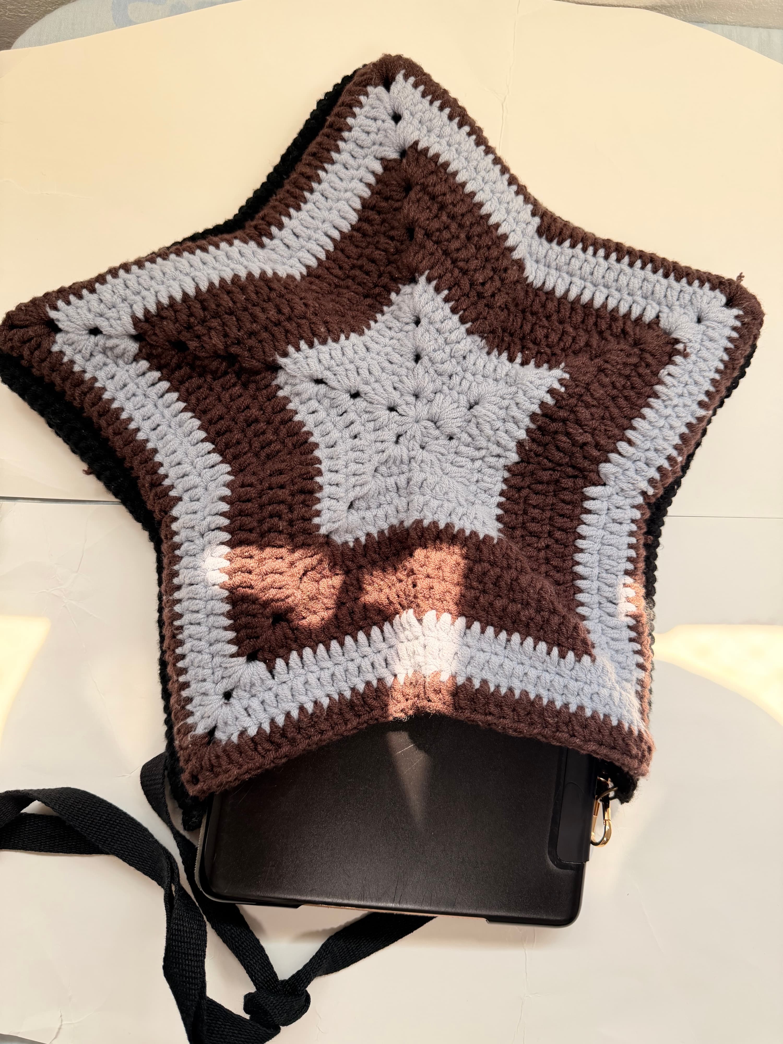 Gray & Brown Star Crossbody Bag